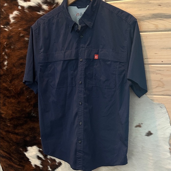 The American Outdoorsman Classic Navy Button Down Short Sleeve Shirt - Picture 1 of 8